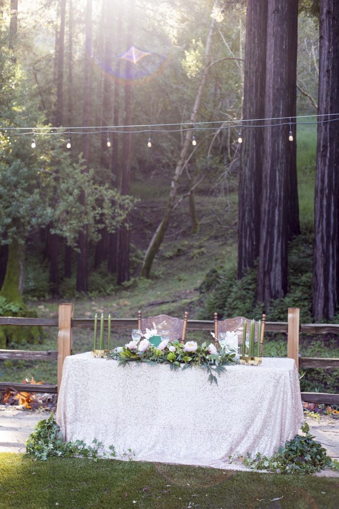 Sweetheart wedding table in the woods 1