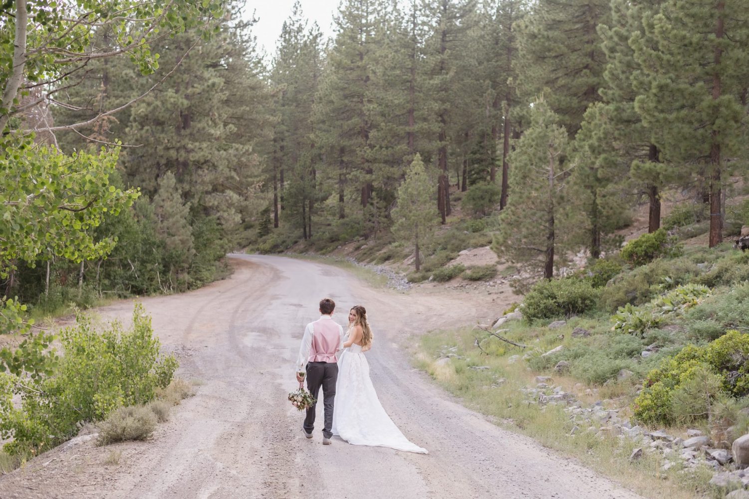 Elopement in the woods of Lake Tahoe by Jen Vazquez Photography with a Badgley Mischka Wedding gown-4891