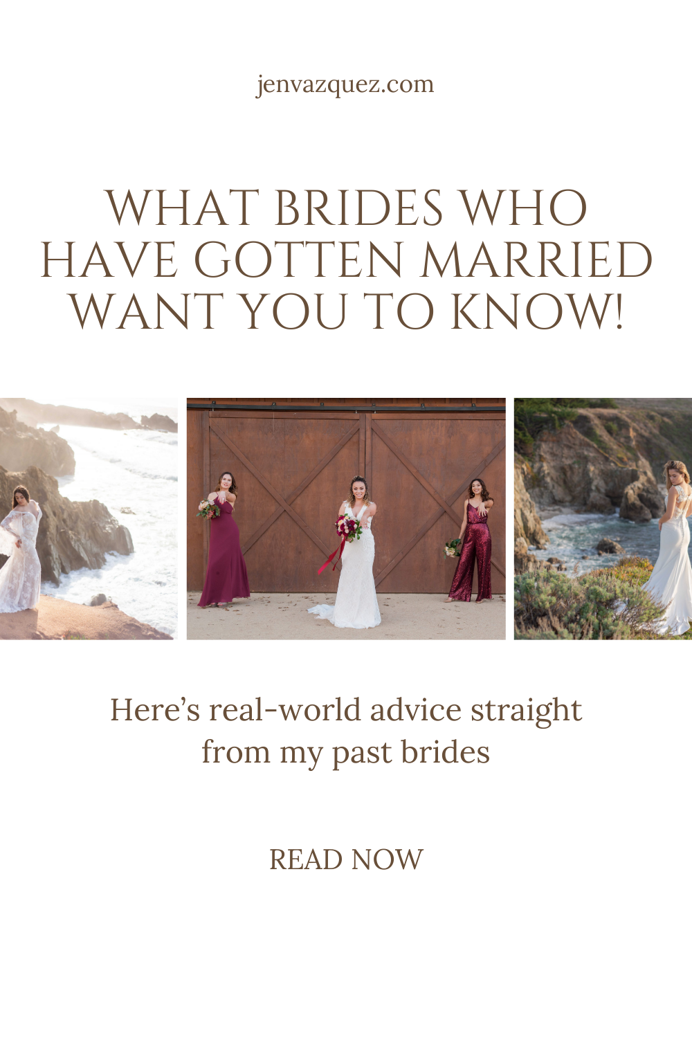 What brides who have gotten married want you to know! I bet you’ve heard advice like, “get a good sleep the night before your wedding”.  Or have you heard these? “try to stay in the moment on your wedding” or “make sure you eat”.   That’s good advice but here’s real-world advice straight from my past brides