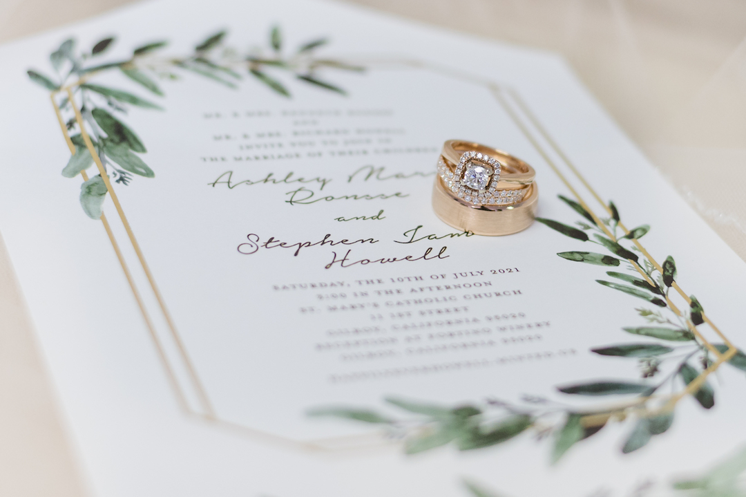 Wedding stationary and wedding rings by Jen Vazquez Photography