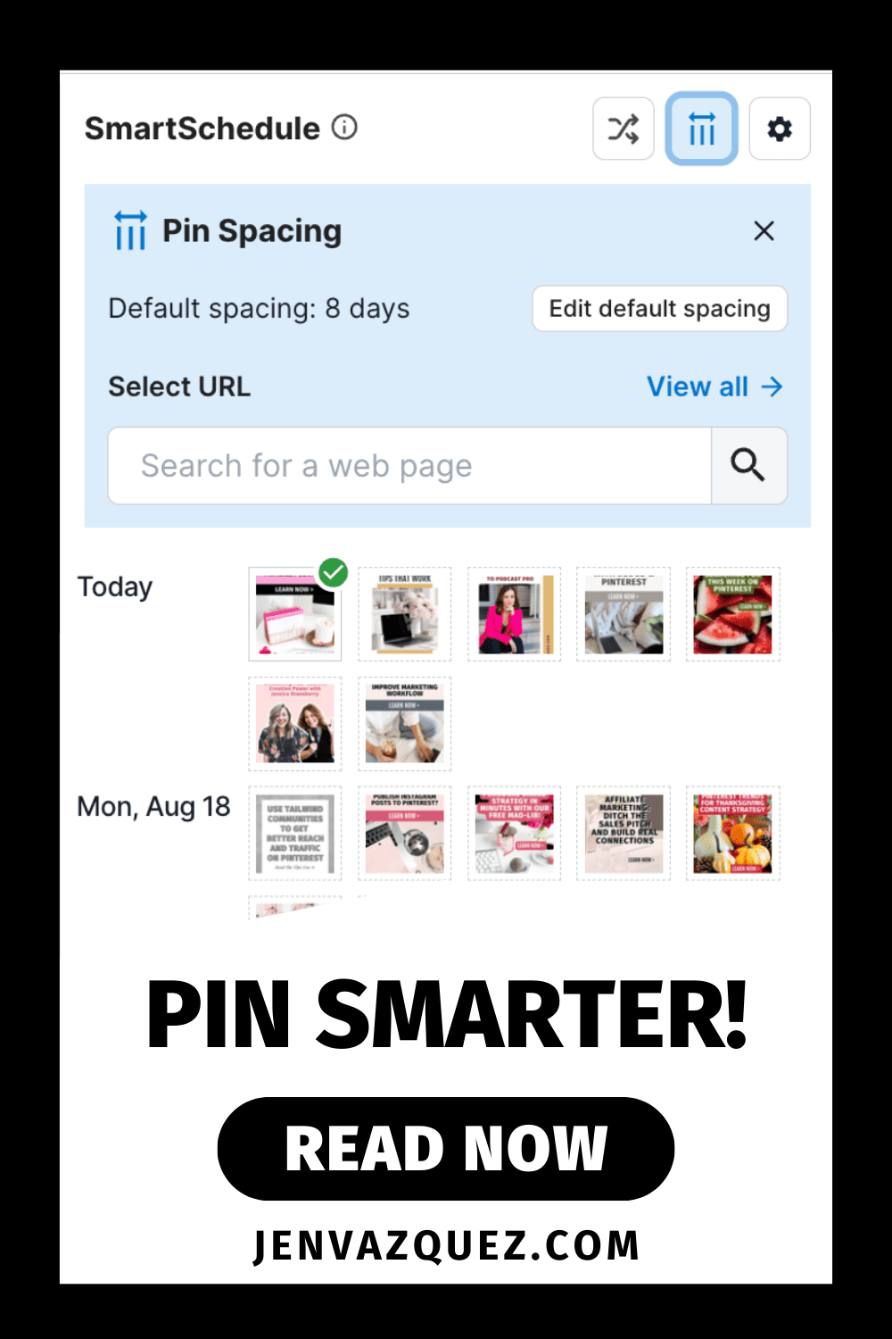 Pin Smarter Tailwind Pin Spacing Tool_ Save Time and Prevent Pinterest Spam Filters by Jen Vazquez Media Tailwind Pin Spacing Tool: Save Time and Prevent Pinterest Spam Filters jen Vazquez media Marketing Strategy Academy