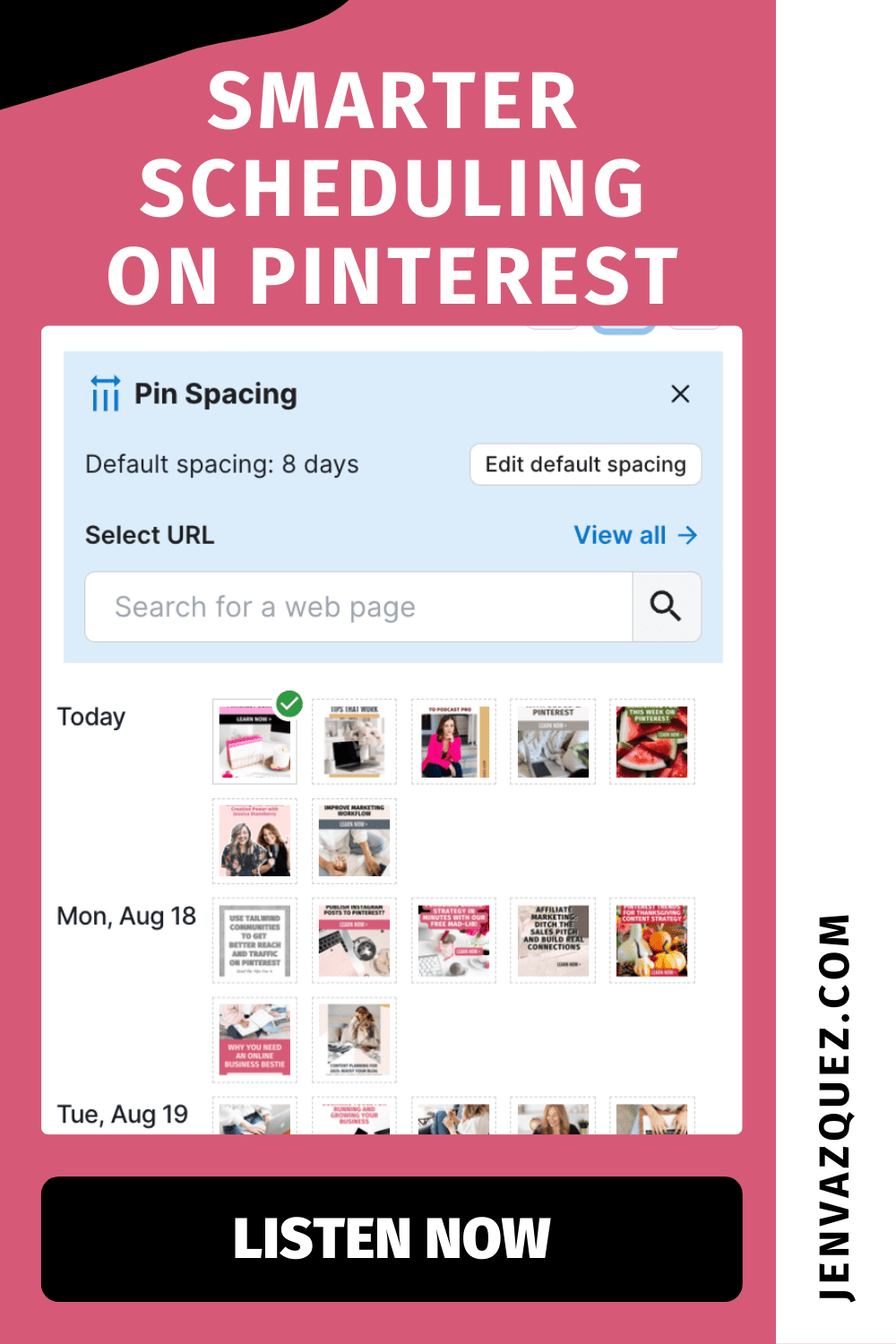 Smarter Scheduling Tailwind Pin Spacing Tool_ Save Time and Prevent Pinterest Spam Filters by Jen Vazquez Media Tailwind Pin Spacing Tool: Save Time and Prevent Pinterest Spam Filters jen Vazquez media Marketing Strategy Academy