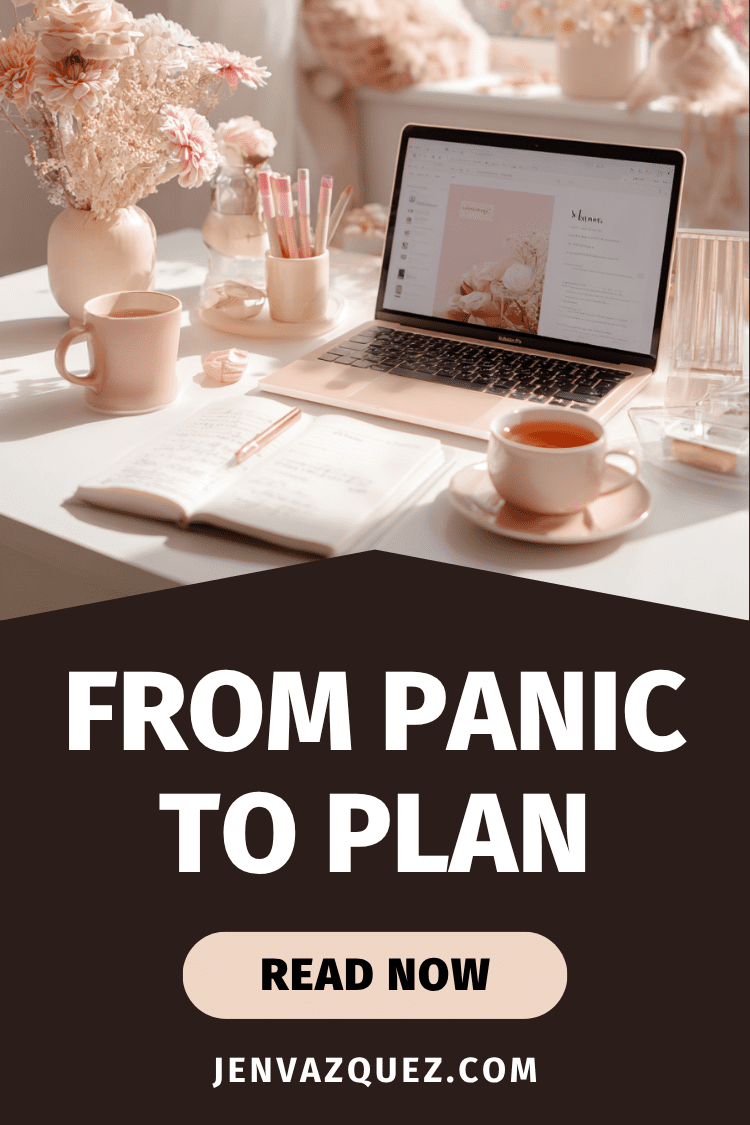 From Panic to Plan When Business Gets Hard_ How to Turn a Client Loss into a Creative Comeback on Marketing Duo Podcast with Cinthia and Jen Pin with words: When Business Gets Hard: How to Turn a Client Loss into a Creative Comeback by Marketing Duo Podcast<br />