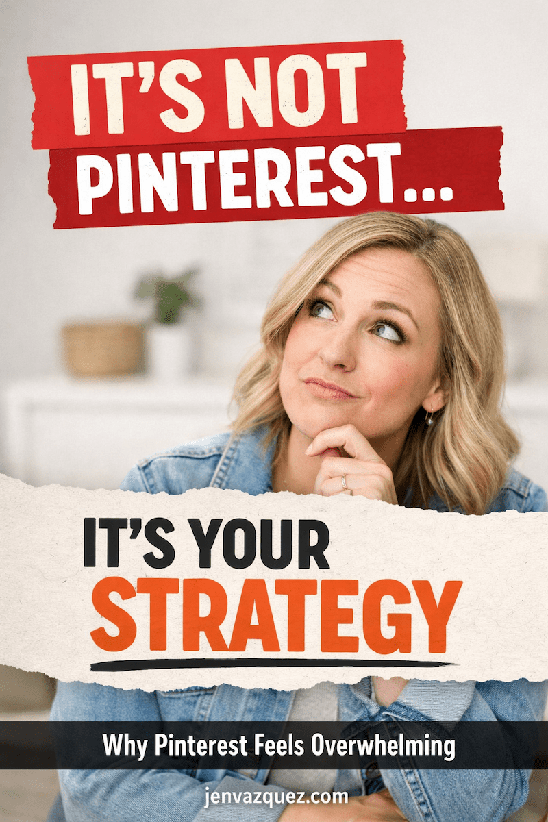 Business owner reacting dramatically at her desk, symbolizing frustration with Pinterest marketing confusion.