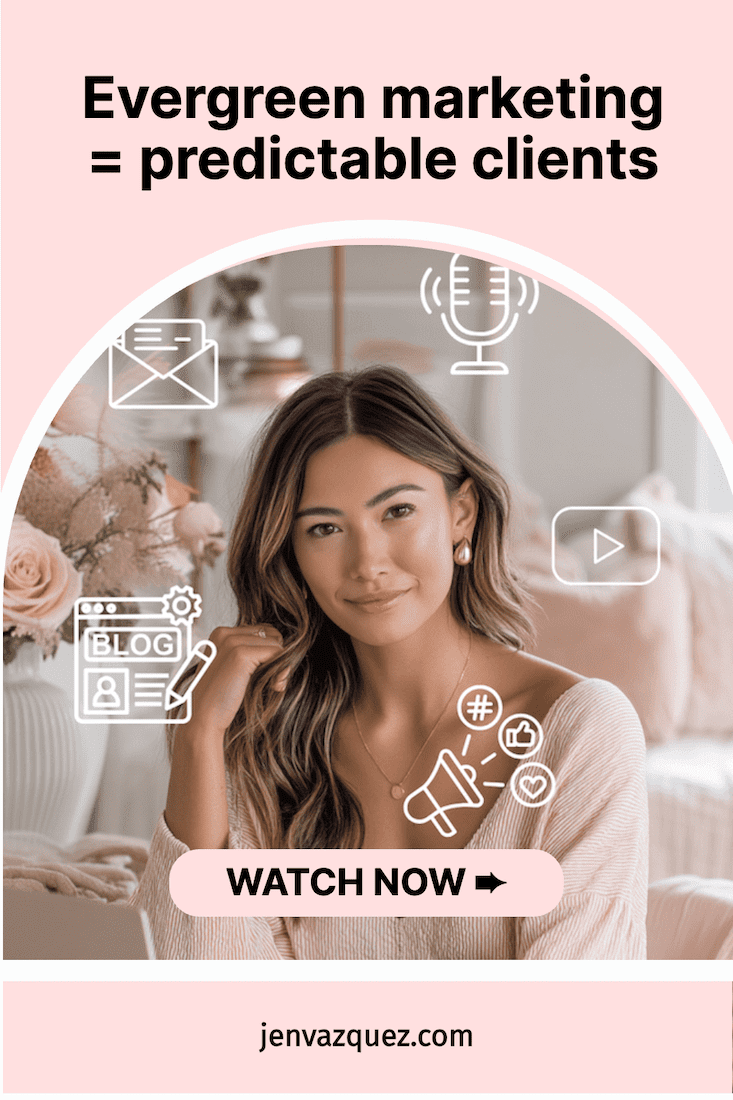 women in feminine home office with marketing icons around her - talking about everygree marketing systems