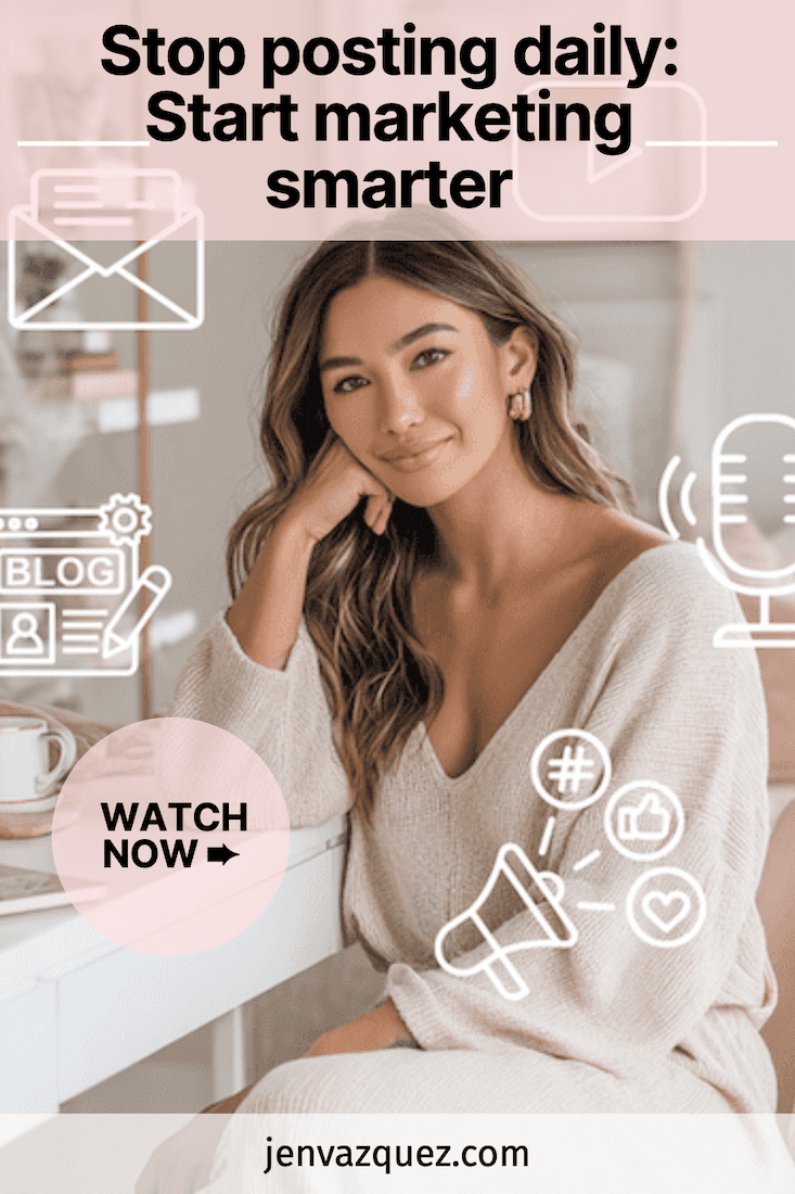 women in feminine home office with marketing icons around her - talking about everygree marketing systems