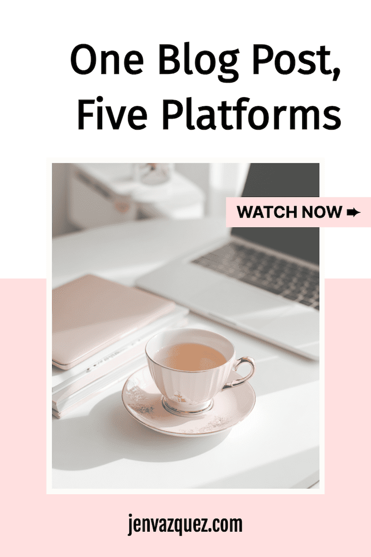 feminine desk in home office with laptop and antique teacup + simple marketing workflow for service providers pin