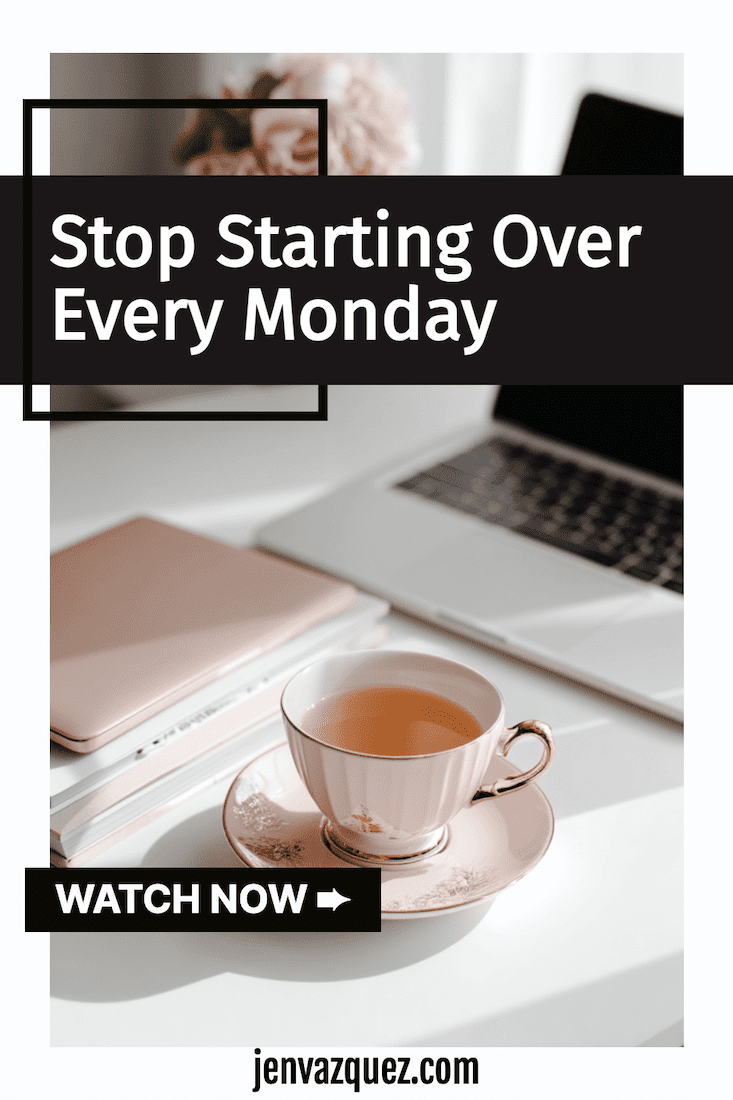 feminine desk in home office with laptop and antique teacup + simple marketing workflow for service providers pin