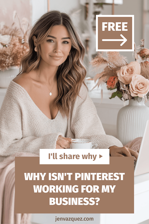 women sitting at a white desk in a feminine home office with marketing icons around her. Sharing What an Evergreen Marketing System Actually Looks Like for Service Providers by Jen Vazquez Media