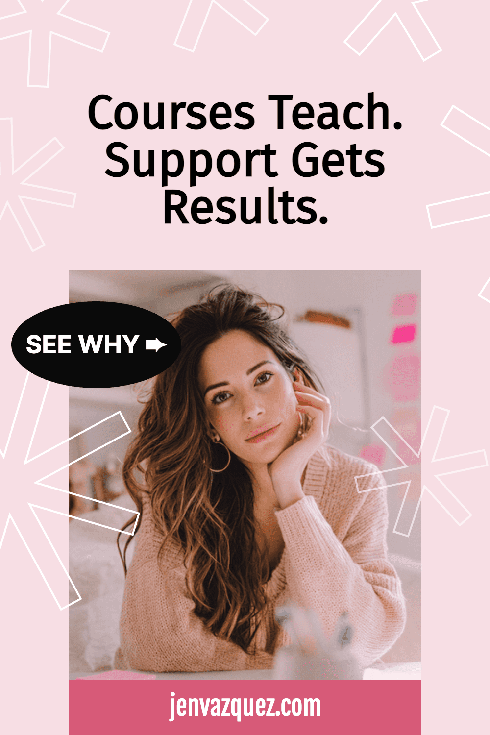 women sitting at desk in feminine home office we're talking about Why Pinterest Courses Don't Work for Service-Based Business Owners