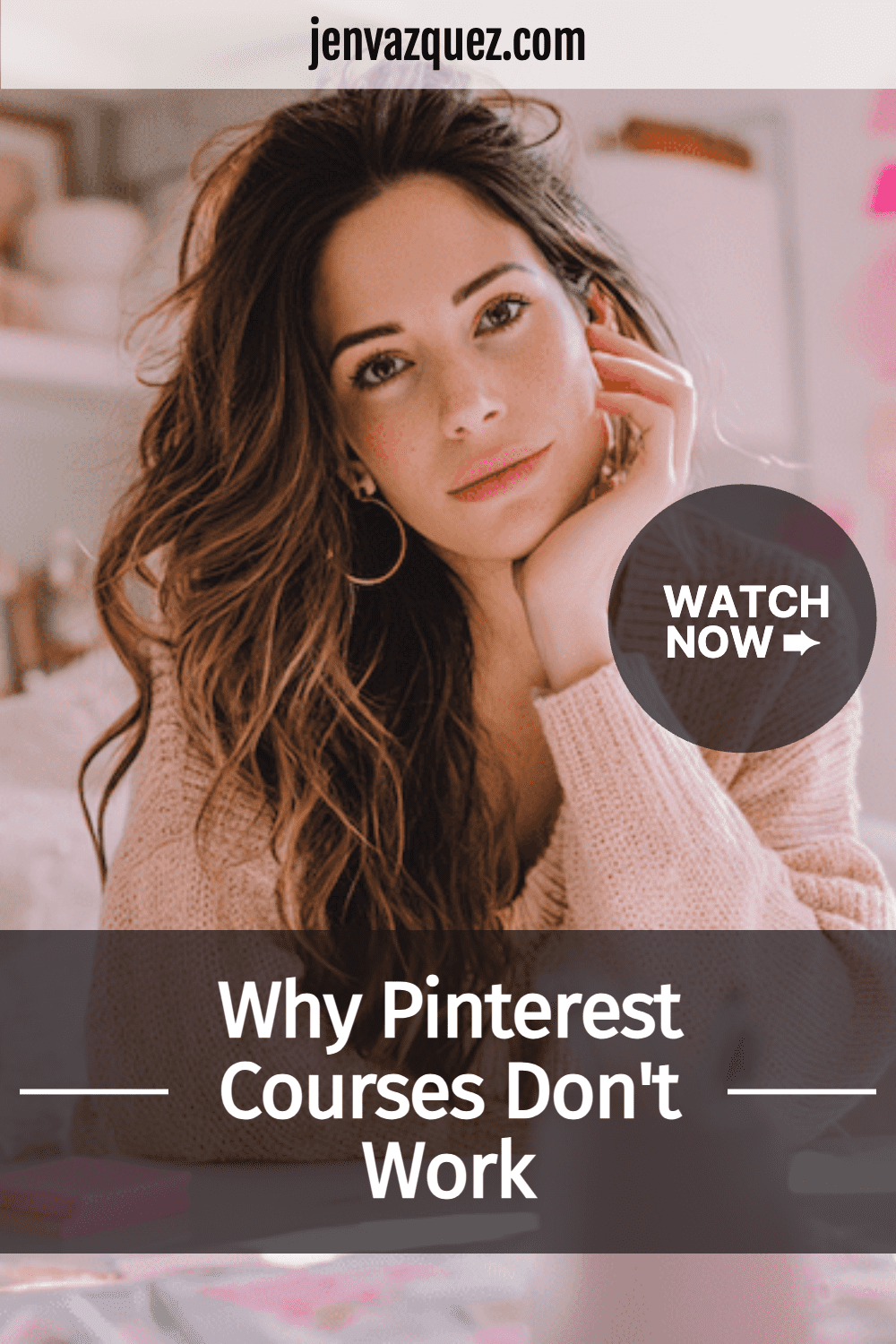 women sitting at desk in feminine home office we're talking about Why Pinterest Courses Don't Work for Service-Based Business Owners