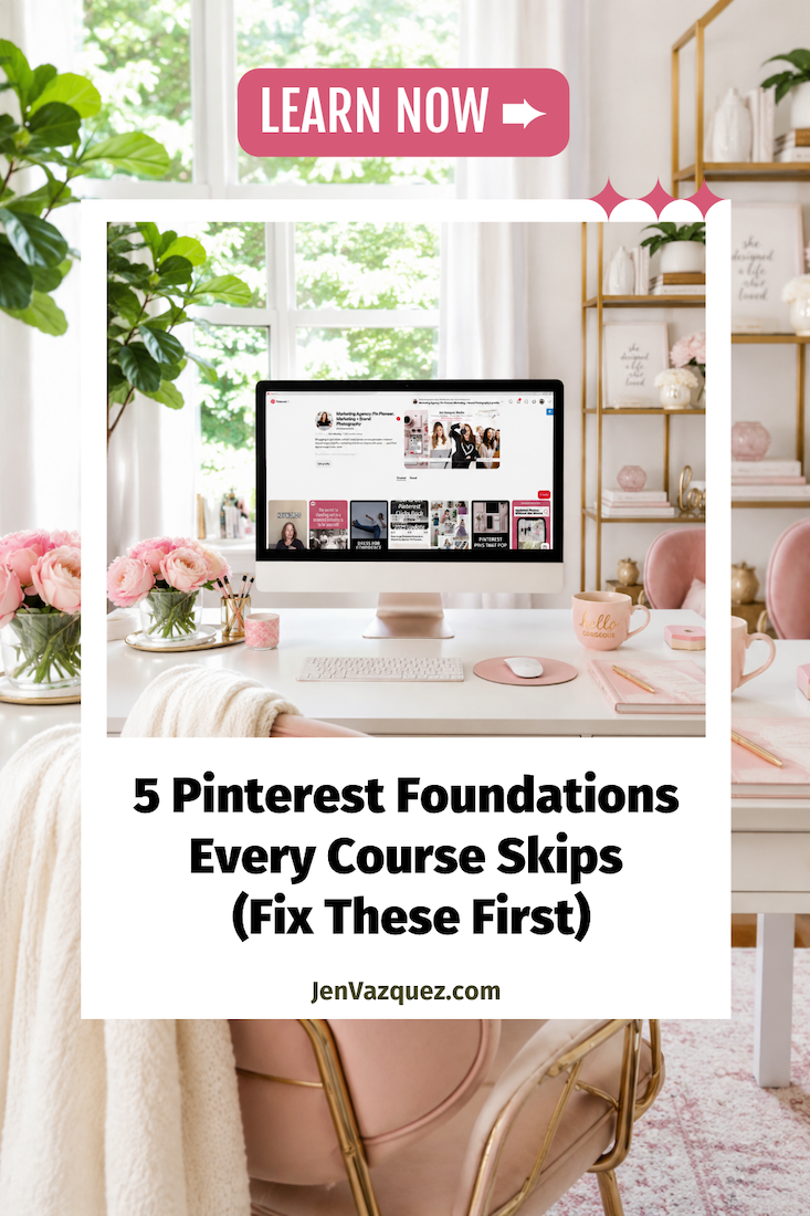 image of a feminine office talking about Pinterest foundations by Jen Vazquez