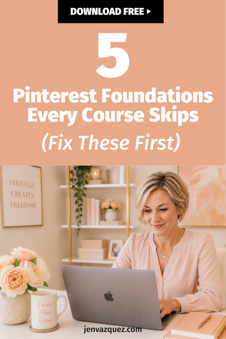women sitting at a desk of a feminine office and were talking about Pinterest foundations by Jen Vazquez