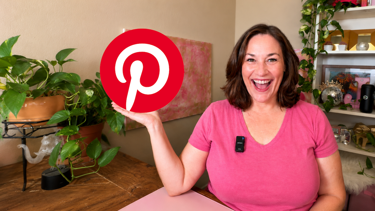 Jen Vazque holding a Pinterest logo in her hand talking about Why Your Pinterest Strategy Isn't Working: 3 Common Mistakes Service Providers Make