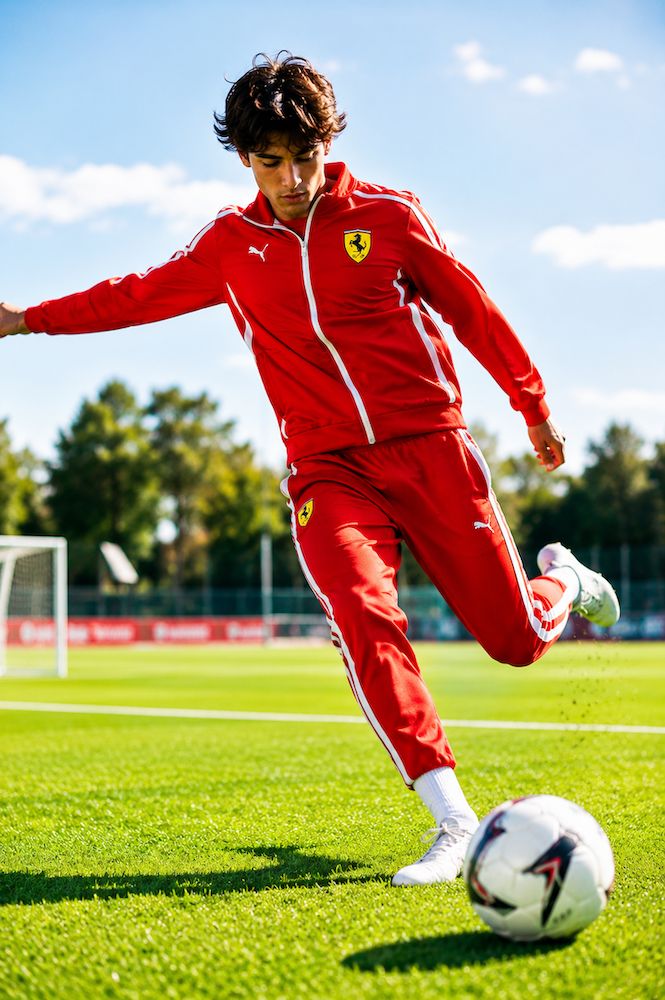 red tracksuit playing soccer talking about Pinterest Summer 2026 Trend Report: What Service Providers Need to Know by Jen Vazquez Media